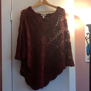 Crochet hooded poncho cape